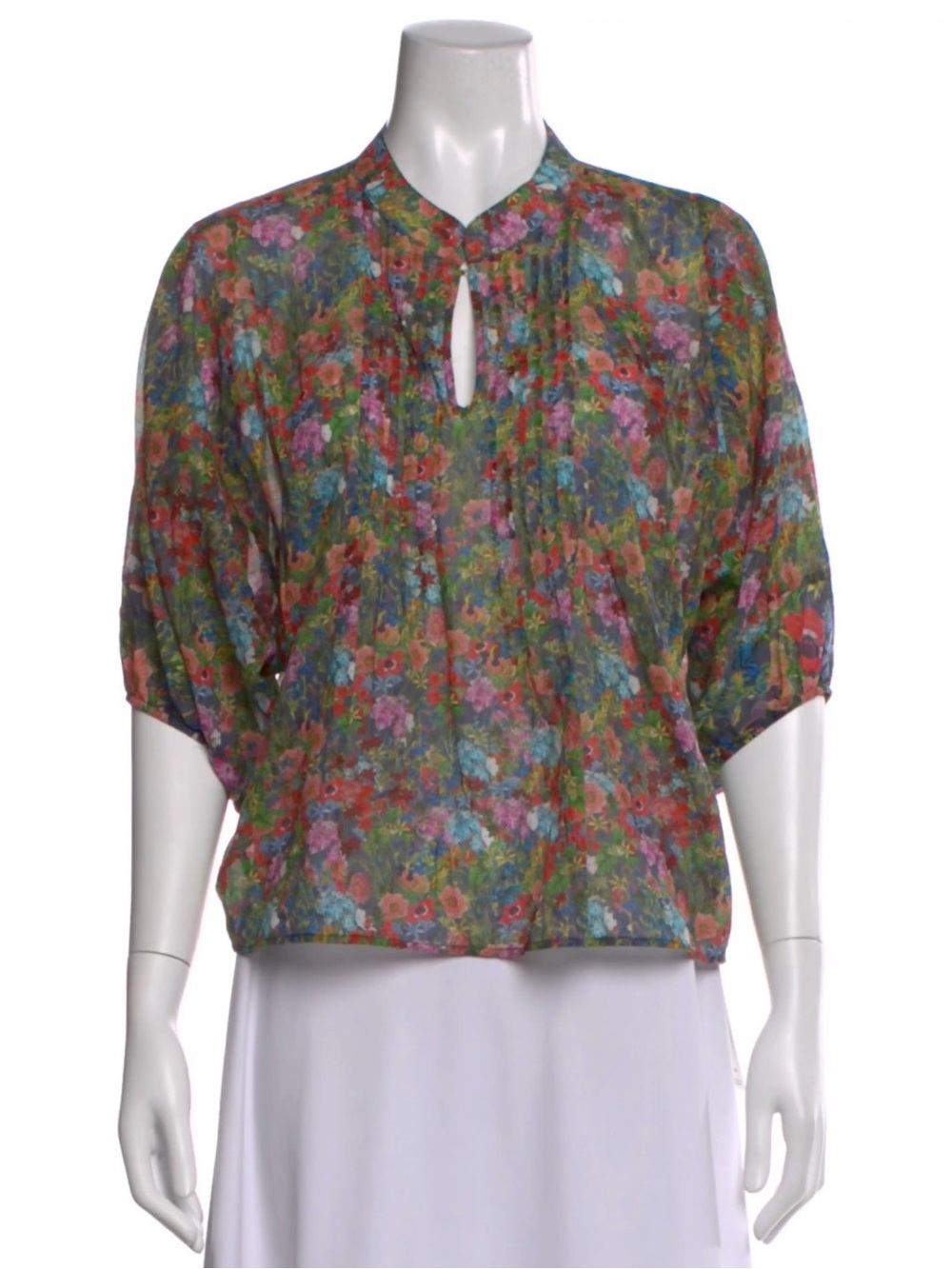 Warm Floral Short Sleeve Blouse from The Real Real, Size 6-8 (Warm size 2), EUC